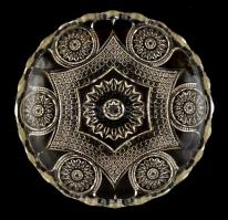 Formába préselt tál 23×13,5 cm, tálkák (5 db), d:14 cm egyiken csorbával, talpas ólomkristály csiszo...