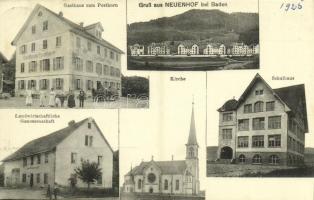 1925 Neuenhof, Gasthaus zum Posthorn, Landwirtschaftliche Genossenschaft, Kirche, Schulhaus / hotel, agricultural cooperative, church, school