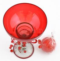 Mécsestartó talpas pohár, eredeti dobozában, hibátlan, gyertyával, m: 16 cm