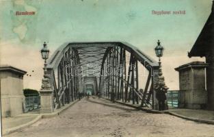1911 Komárom, Komárno; Nagydunai vashíd. Kiadja Laky Béla / Danube iron bridge (EK)