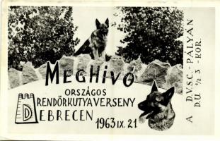1963 Debrecen, Meghívó az Országos Rendőrkutyaversenyre a DVSC pályán