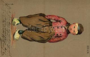 1905 Bram / Dutch boy in clogs, art postcard