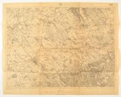 cca 1900 Pápa és környéke katonai térkép, hajtásnál kopás 55x44 cm