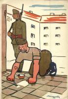 1936 Humoros magyar katonai lap. Kiadja Bruck Mihály / Hungarian military art postcard s: Magyarász (EK)