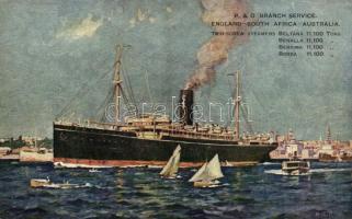 1923 P. & O. Branch Service, England-South Africa-Australia, Twin-Screw Steamers Beltana, Benalla, Berrima, Borda 11,100 tons s: H.K.R. (crease)
