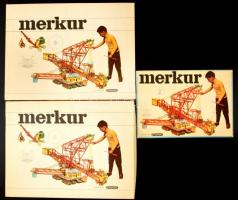 3 doboz Merkur retró fémépítő ügyességi játék, néhány hiányzó elemmel, 36×27 cm (2×), 26×18 cm