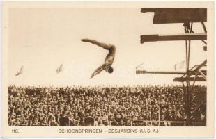 1928 Amsterdam, Olympische Spelen. Schoonspringen, Desjardins (USA) / 1928 Summer Olympics. diving, Desjardins from the US