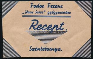 Fodor Ferenc Jézus Szíve gyógyszertára receptboríték