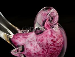 Fújt madár figura, több rétegű, hibátlan, jelzés nélkül, m: 10 cm, h: 16 cm