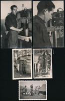 cca 1943-1950 Katonai fotók, életképek, 5 db, 5,5×8,5 és 14×9 cm