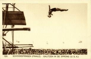 1928 Amsterdam, Olympische Spelen. Schoonspringen (Finale), Galitzien in de Sprong (USA) / 1928 Summer Olympics. diving finals