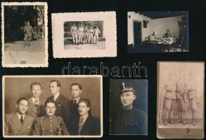 Vegyes katonai fényképek az I. és II. világháborúból, 5,5×5 és 14×9 cm közötti méretekben