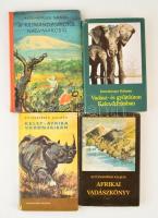 4 db Kittenberger Kálmán vadászkönyv: A Kilimandzsárótól Nagymarosig, Kelet Afrika vadonjaiban, Vadász és gyűjtőutam Kelet-Afrikában, Afrikai vadászkönyv. 1960-70-es évekbeli kiadások jó állapotban