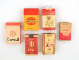 6 doboz külföldi retró cigaretta, kettő bontott