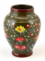 Kézzel festett kerámia váza, Torockó felirattal, jelzés nélkül, pró kopásnyomokkal, m: 15,5 cm