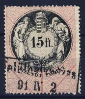 1887 15Ft okmánybélyeg szép vízjellel