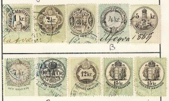 1868-1946 160db magyar okmánybélyeg cserefüzetben, kiadások szerint feldolgozva