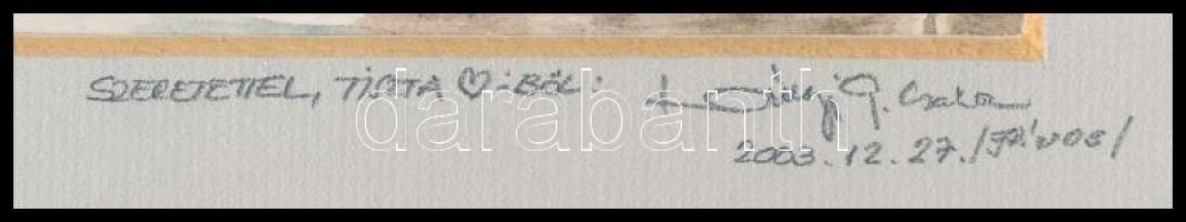 Lányi G. Csaba: Nagymaros, Sólyom sziget. Akvarell, papír. Jelzett. 13x18 cm Paszpartuban