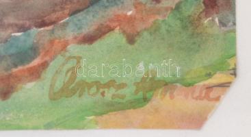 Orosz Anna: Csónakok. akvarell, papír. Jelzett. 18x28 cm Üvegezett keretben