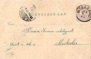 1899 Szekszárd, Garay tér, Törvényszéki épület, Széchenyi utca, Gimnázium, látkép a zsinagógával. Ar...