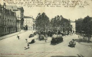 1905 Nancy, Temple Protestant et Place St-Jean / square, church, tram