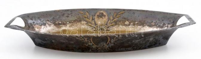 Szecessziós fém tál 33x19 cm Kopott