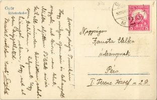 1927 Győr, Rába torkolat, emlékmű, víztorony, templom