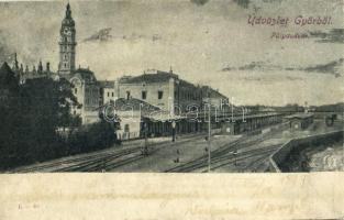 1899 Győr, Pályaudvar, vasútállomás (r)