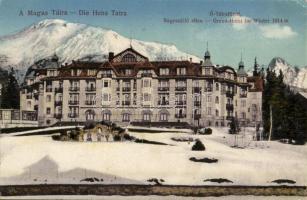 Ótátrafüred, Altschmecks, Stary Smokovec (Tátra, Magas Tátra, Vysoké Tatry); Nagyszálló télen / Grand-Hotel im Winter / hotel in winter (Rb)