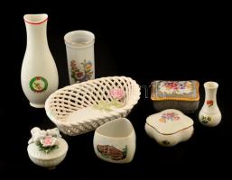 Porcelánt kis tárgyak, nagy része jelzett, apró kopásnyomokkal, 12×8-15×13 cm, összesen: 8 db