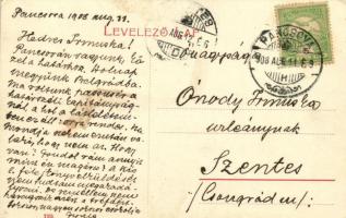 1908 Pancsova, Pancevo; hajóállomás, gőzhajó. W.L. (?) 770. / port, steamship (EK)