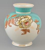 Schaubachkunst porcelán váza, kézzel festett, jelzett, kopásnyomokkal, m: 21,5 cm