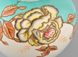 Schaubachkunst porcelán váza, kézzel festett, jelzett, kopásnyomokkal, m: 21,5 cm