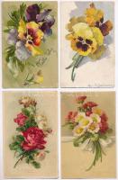 6 db RÉGI C. Klein litho virág motívumlap / 6 pre-1945 litho flower motive postcards signed by C. Kl...