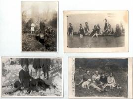 56 db RÉGI családi fotó képeslap, vegyes minőség: sok hölgy / 56 pre-1945 family photo postcards, mi...