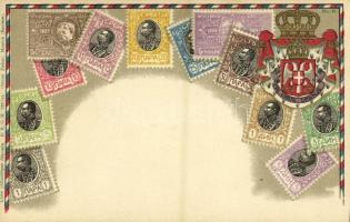 Stamps and coat of arms of Serbia. Carte Philatelique Ottmar Zieher No. 31. litho