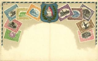 Guatemala / Stamps and coat of arms of Guatemala. Carte Philatelique Ottmar Zieher No. 36. litho