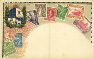 Uruguay / Stamps and coat of arms of Uruguay . Carte Philatelique Ottmar Zieher No. 24. litho