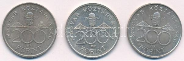 1992-1994. 200Ft Ag (3xklf) T:1-,2