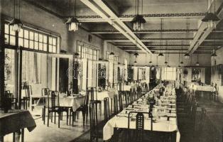 Purkersdorf, Sanatorium Purkersdorf bei Wien, Speisesaal mit Terrasse / sanatorium, dining room, interior, terrace. L.W.P. 1918.