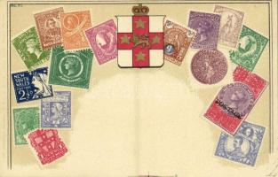 New South Wales / Stamps, coat of arms of New South Wales. Carte Philatelique Ottmar Zieher No. 51. litho