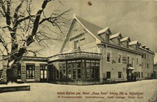 Aflenz Kurort, Anton Karlon Jun. Hotel "Neue Post", Speisesaal, Billard, Café / hotel, café, pool, in winter. Phot. v. Alois Machnitsch (EK)