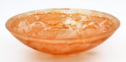 Muránói (Lavorato) tál, formába fújt, jelzett, hibátlan, d: 25 cm