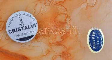 Muránói (Lavorato) tál, formába fújt, jelzett, hibátlan, d: 25 cm