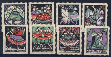 1930 Kner nyomda 8db báli levélzáró RITKA!