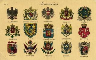 Armoiries / Coats of arms of different countries. Edit. Girinquet Bruxelles (EK)