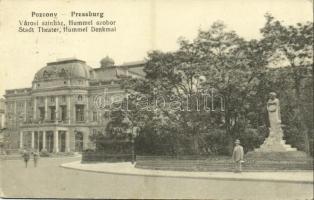 1915 Pozsony, Pressburg, Bratislava; Városi színház, Hummel szobor / theatre, statue (EK)