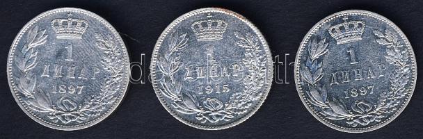 Szerbia 1897-1915. 1D Ag (3x) T:3
