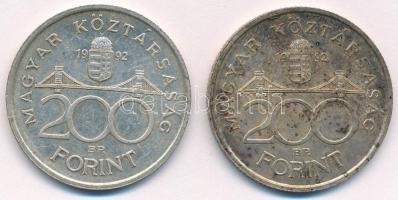 1992. 200Ft Ag "MNB" (2x) T:2 patina
Adamo F13