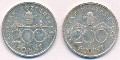 1992. 200Ft Ag "MNB" (2x) T:2 patina
Adamo F13